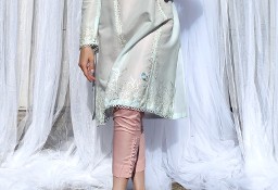 Indyjskie spodnie cygaretki różowe S 36 bawełna zdobione perełki perły