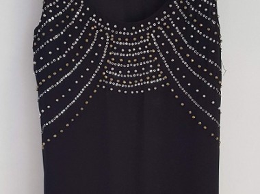 Czarna bluzka H&M 36 S tunika mini sukienka cekiny koraliki By Night-1