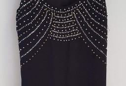 Czarna bluzka H&M 36 S tunika mini sukienka cekiny koraliki By Night