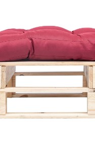 vidaXL Ogrodowy puf z palet, czerwona poduszka, naturalne drewno 277475-2