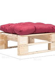vidaXL Ogrodowy puf z palet, czerwona poduszka, naturalne drewno 277475-3