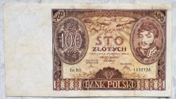 Banknot Polska IIRP 100 Złotych Złote Zł 1934 rok r. BO. Stan II XF/EF 