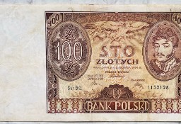 Banknot Polska IIRP 100 Złotych Złote Zł 1934 rok r. BO. Stan II XF/EF 