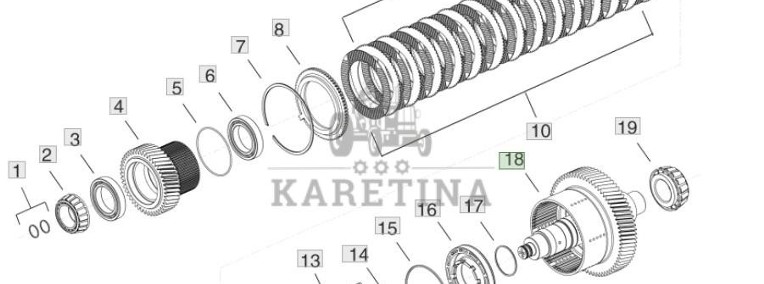 John Deere 9620 DF500 - skrzynia biegów - wał wałek zębaty YZ502183 YZ501725-1