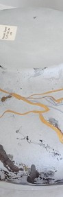 Artystyczne szkło duża misa sygn. Lise Lotte marmurkowy dekor ze złotymi żyłkami-4