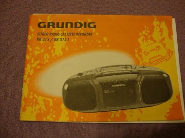 instrukcja; gwarancja; radiomagnetofon  GRUNDIG RR315 gwarancja z 1998-1