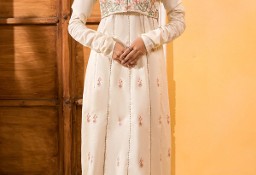 Długa sukienka bawełniana S 36 haftowana kamizelka kwiaty floral folk orient