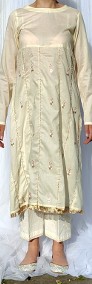 Długa sukienka bawełniana S 36 haftowana kamizelka kwiaty floral folk orient-3