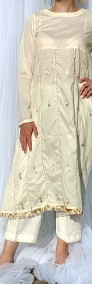 Długa sukienka bawełniana S 36 haftowana kamizelka kwiaty floral folk orient-4