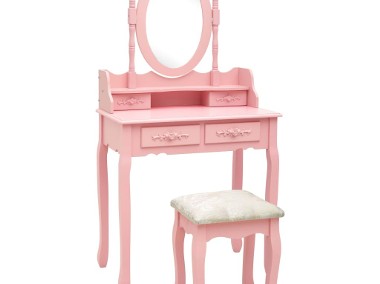vidaXL Toaletka ze stołkiem, różowa, 75x69x140 cm, drewno paulowni289315-1