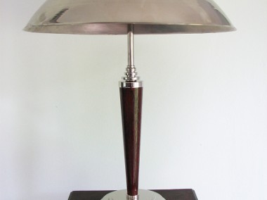 Oryginalna lampa mosiądz niklowany drewno dębowe -1