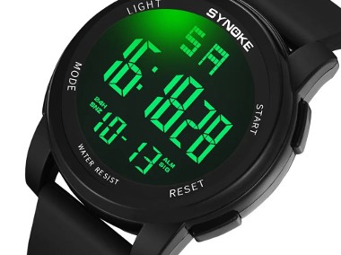 Sportowy zegarek elektroniczny cyfrowy wodoszczelny WR50 alarm timer tarcza 50mm-1