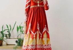 Nowa sukienka indyjska czerwona XS 34 S 36 bawełna wzór etno folk boho hippie