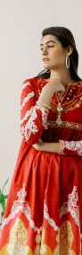 Nowa sukienka indyjska czerwona XS 34 S 36 bawełna wzór etno folk boho hippie-3