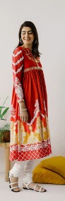 Nowa sukienka indyjska czerwona XS 34 S 36 bawełna wzór etno folk boho hippie-4