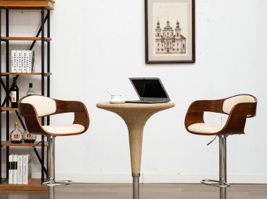 vidaXL Krzesła barowe, 2 szt., kremowe, gięte drewno i sztuczna skóra3052712-1