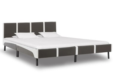 vidaXL Rama łóżka, szaro-biała, sztuczna skóra, 160 x 200 cm 280295-1