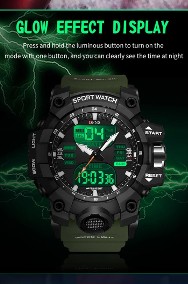 Zegarek sportowy męski wojskowy elektroniczny cyfrowy WR50 millitarny zielony-2