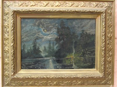 Stary Obraz Olejny  XIX w . Sygnowany 48 x 38 cm-1