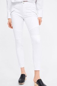(40/L) ZARA/ Białe spodnie jeansy, dżinsy, rurki ze zdobieniem z Madrytu/ NOWE-2