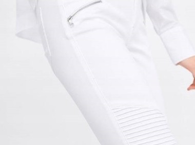 (40/L) ZARA/ Białe spodnie jeansy, dżinsy, rurki ze zdobieniem z Madrytu/ NOWE-1