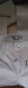 (40/L) ZARA/ Białe spodnie jeansy, dżinsy, rurki ze zdobieniem z Madrytu/ NOWE-4