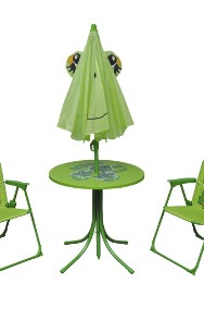 vidaXL 3-cz. dziecięcy zestaw mebli do ogrodu, z parasolem, zielony 41843-2