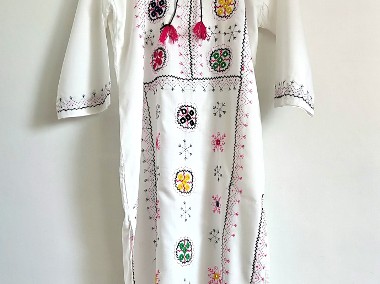 Nowa tunika biała M 38 L 40 folk etno boho hippie bohemian kurta-1