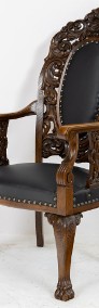 Dębowy fotel rzeźbiony neobarokowy antyk stary zabytkowy -3