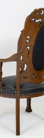 Dębowy fotel rzeźbiony neobarokowy antyk stary zabytkowy -4