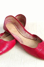 Czerwone skórzane buty balerinki 39 skóra orient indyjskie khussa mojari jutti-2