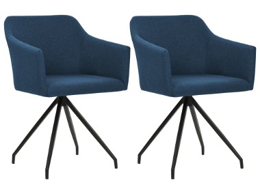 vidaXL Obrotowe krzesła stołowe, 2 szt., niebieskie, tkanina 247063-1