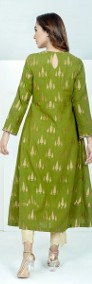 Nowa tunika suknia indyjska S 36 kaftan kurta kameez zielona złota boho hippie -3