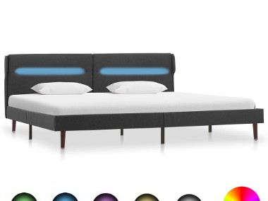 vidaXL Rama łóżka LED, ciemnoszara, tkanina, 140 x 200 cm286886-1