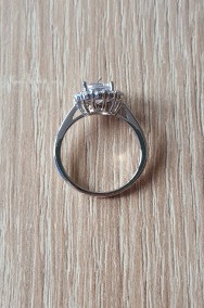 Nowy pierścionek srebrny kolor jak kwiat kwiatek cyrkonie-3