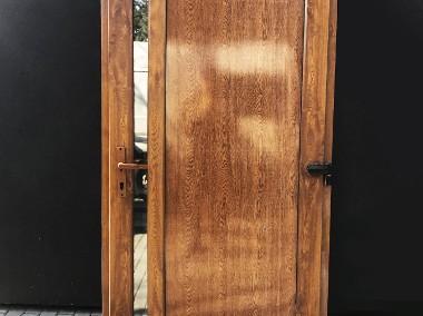 nowe PCV drzwi 100x210 Złoty Dąb, panel szyba, zewnętrzne-1