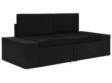 vidaXL Sofa modułowa 2-osobowa, rattan PE, czarna-1