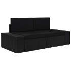 vidaXL Sofa modułowa 2-osobowa, rattan PE, czarna