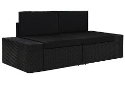 vidaXL Sofa modułowa 2-osobowa, rattan PE, czarna