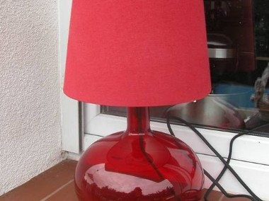 lampa/ lampka ze szklaną nogą i abażurem-1