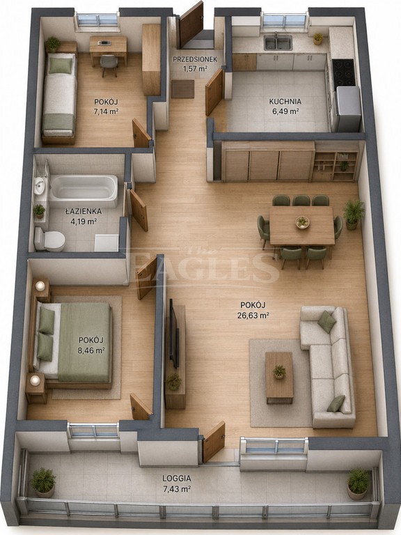 Mieszkanie na wynajem, 59 m² Białołęka, Kaflowa