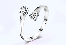 Nowy pierścionek srebrny kolor białe cyrkonie otwarty elegancki skromny