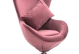 vidaXL Fotel obrotowy jajo z poduszką, różowy, aksamitny