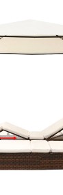 vidaXL Podwójny leżak ogrodowy z zasłonami, polirattan, brązowy 42890-4