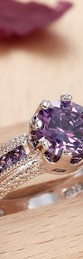 Nowy pierścionek srebrny kolor masywny fioletowe cyrkonie-4