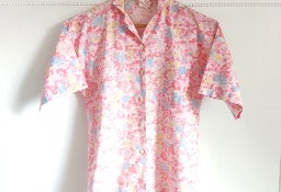 Kolorowa kwiatowa bluzka vintage M 38 L 40 pastelowa koszula floral retro