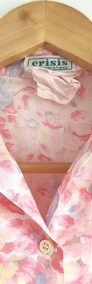 Kolorowa kwiatowa bluzka vintage M 38 L 40 pastelowa koszula floral retro-4