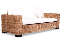 vidaXL Sofa 3-osobowa z naturalnego rattanu