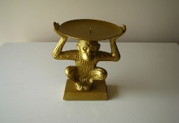 Świecznik złota małpka na dużą świecę, figurka 
