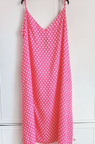 Nowa sukienka na lato plus size 5XL 50 różowa w kropki groszki lekka maxi długa-2